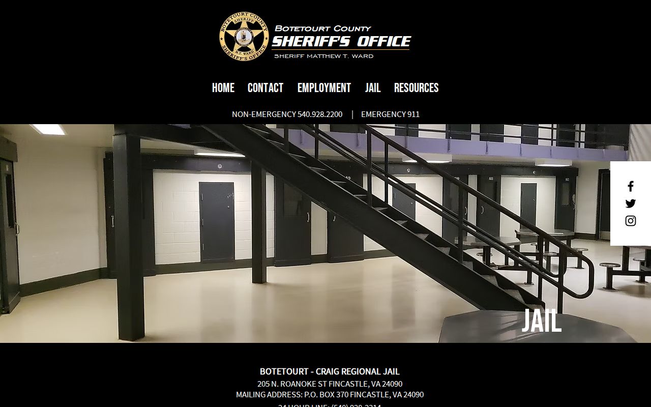 Botetourt–Craig Regional Jail release records facility information