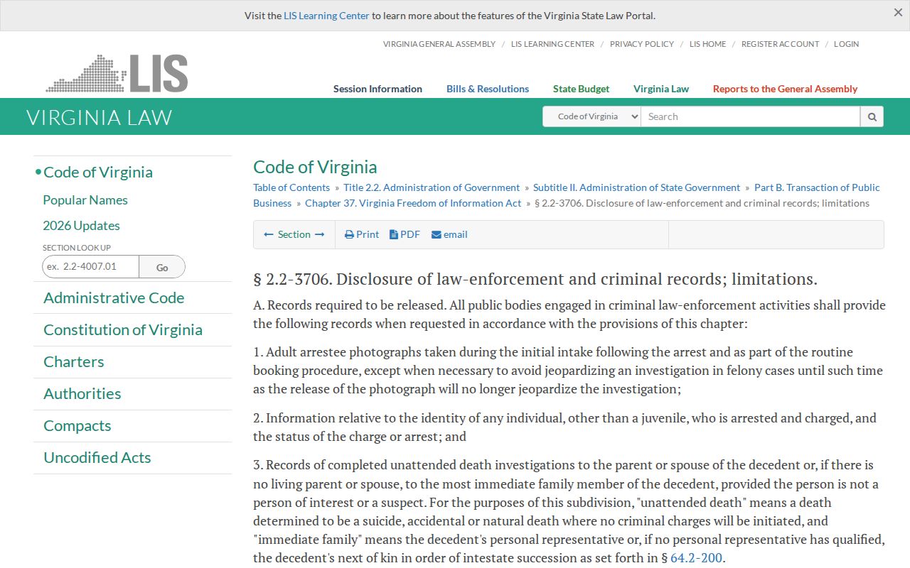 Virginia law for Craig County released inmate booking photos